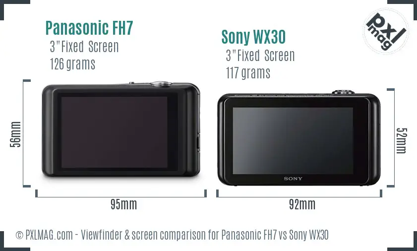 Panasonic FH7 vs Sony WX30 Screen and Viewfinder comparison