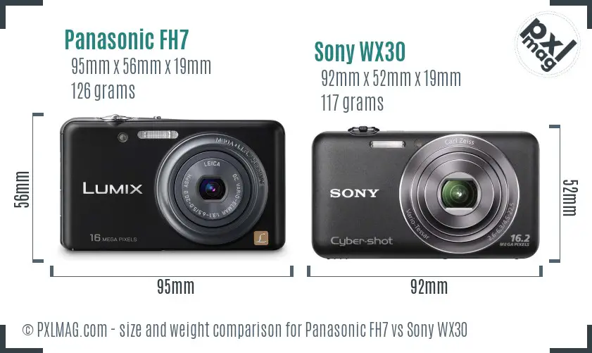 Panasonic FH7 vs Sony WX30 size comparison