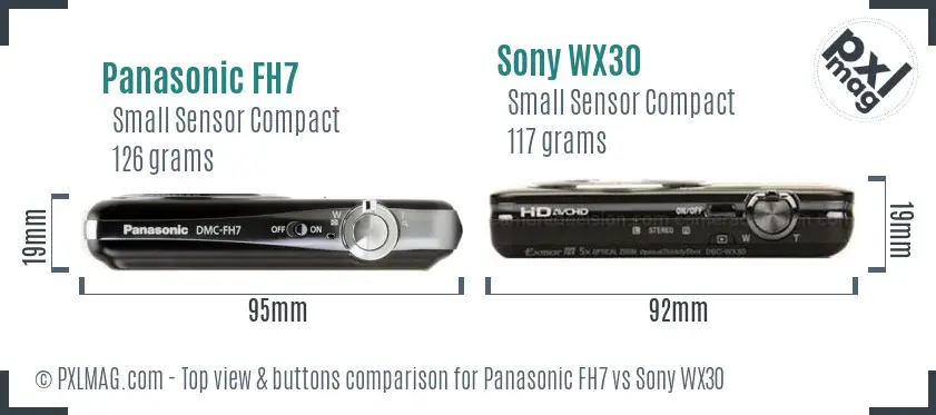 Panasonic FH7 vs Sony WX30 top view buttons comparison