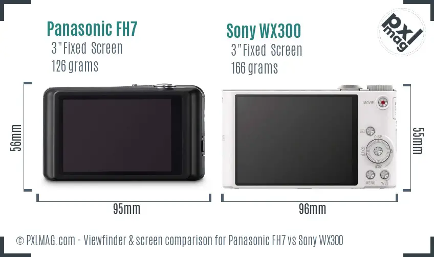 Panasonic FH7 vs Sony WX300 Screen and Viewfinder comparison