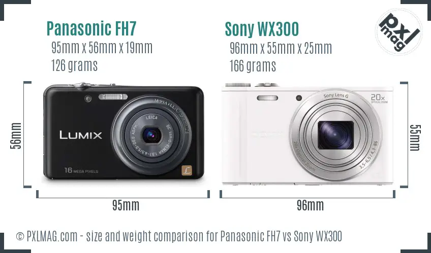 Panasonic FH7 vs Sony WX300 size comparison