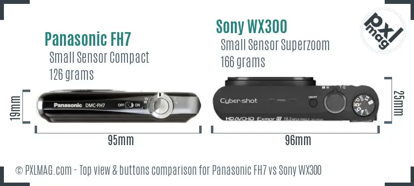 Panasonic FH7 vs Sony WX300 top view buttons comparison