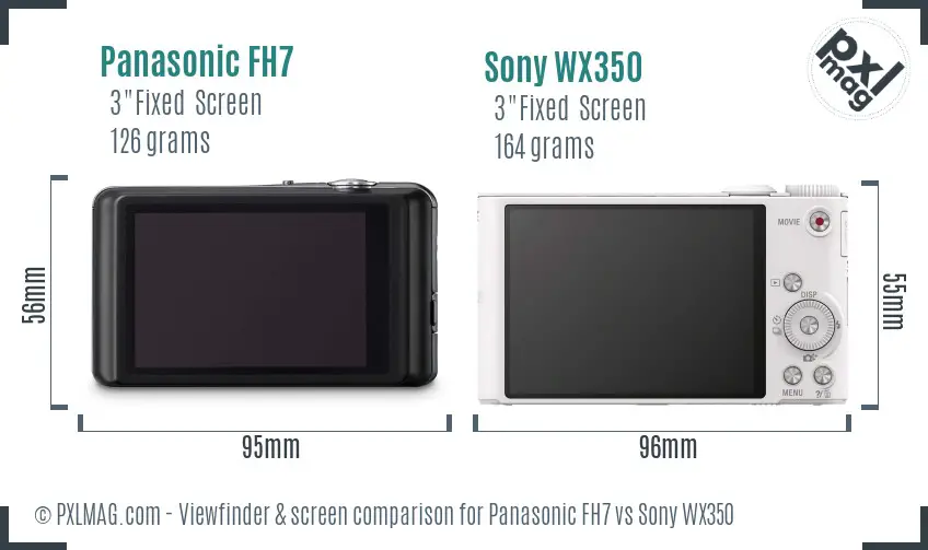 Panasonic FH7 vs Sony WX350 Screen and Viewfinder comparison