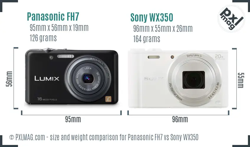 Panasonic FH7 vs Sony WX350 size comparison