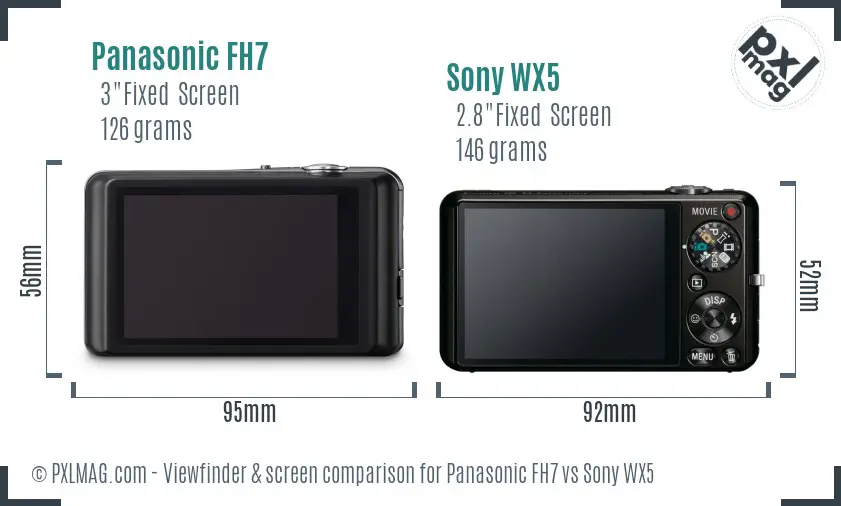 Panasonic FH7 vs Sony WX5 Screen and Viewfinder comparison