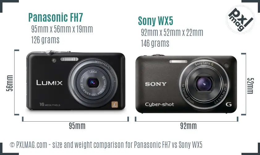 Panasonic FH7 vs Sony WX5 size comparison
