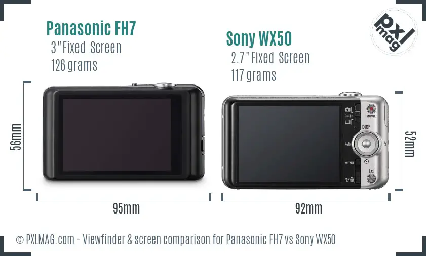 Panasonic FH7 vs Sony WX50 Screen and Viewfinder comparison