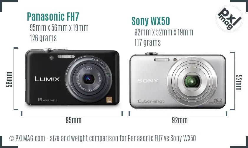 Panasonic FH7 vs Sony WX50 size comparison