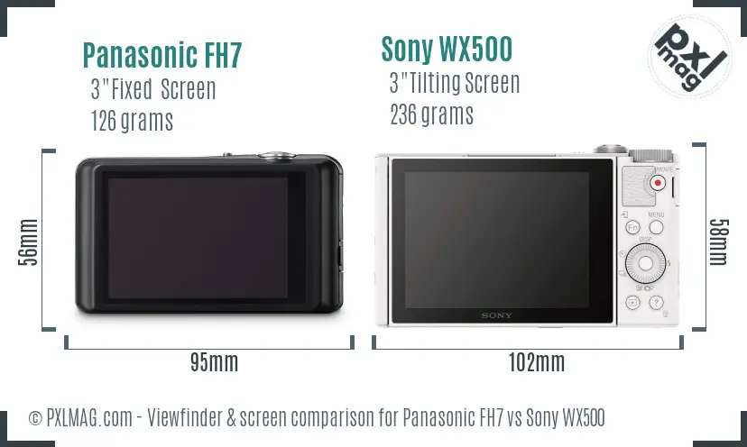 Panasonic FH7 vs Sony WX500 Screen and Viewfinder comparison