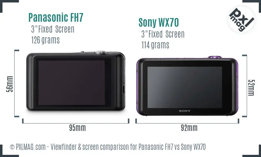 Panasonic FH7 vs Sony WX70 Screen and Viewfinder comparison