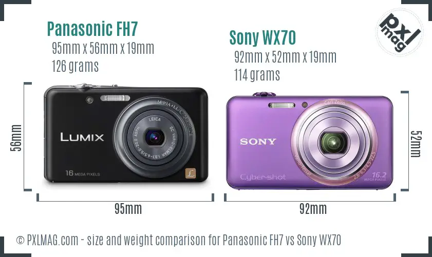 Panasonic FH7 vs Sony WX70 size comparison