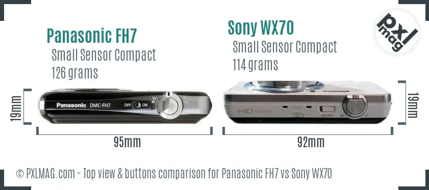 Panasonic FH7 vs Sony WX70 top view buttons comparison