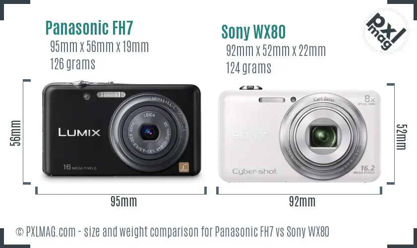 Panasonic FH7 vs Sony WX80 size comparison