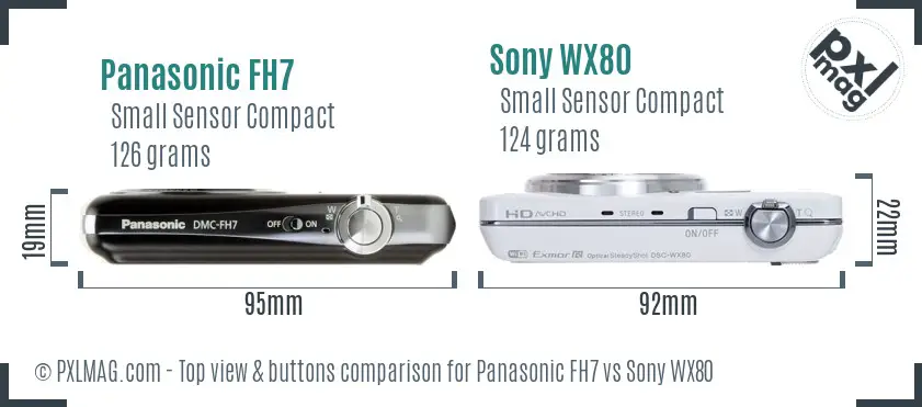 Panasonic FH7 vs Sony WX80 top view buttons comparison