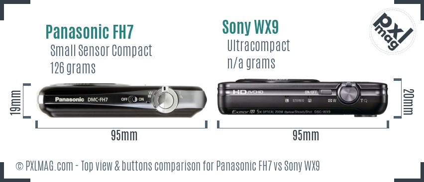 Panasonic FH7 vs Sony WX9 top view buttons comparison