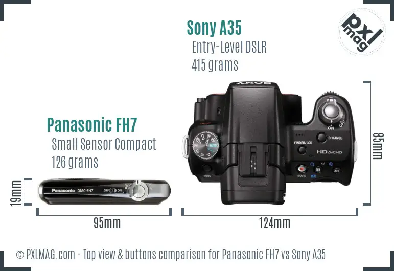 Panasonic FH7 vs Sony A35 top view buttons comparison