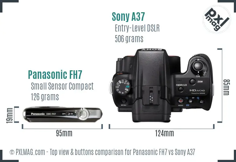 Panasonic FH7 vs Sony A37 top view buttons comparison