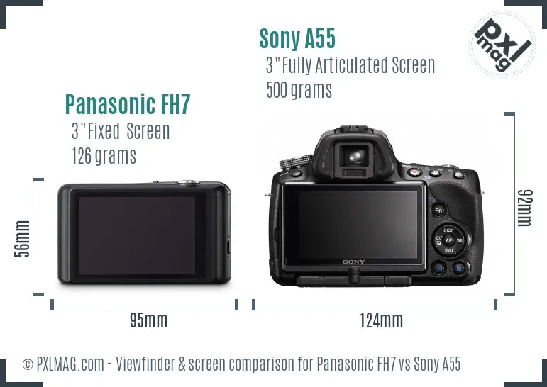 Panasonic FH7 vs Sony A55 Screen and Viewfinder comparison