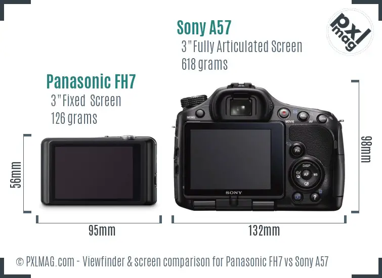 Panasonic FH7 vs Sony A57 Screen and Viewfinder comparison