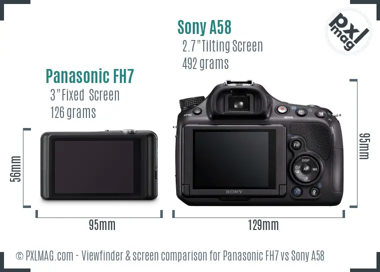Panasonic FH7 vs Sony A58 Screen and Viewfinder comparison