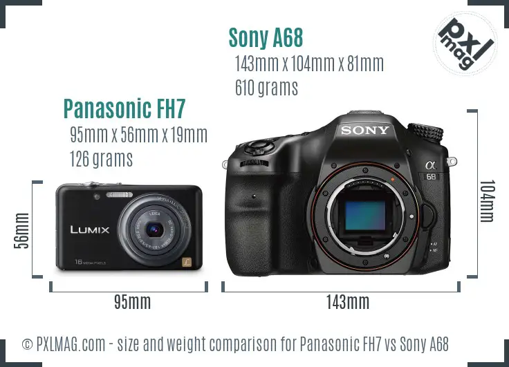 Panasonic FH7 vs Sony A68 size comparison