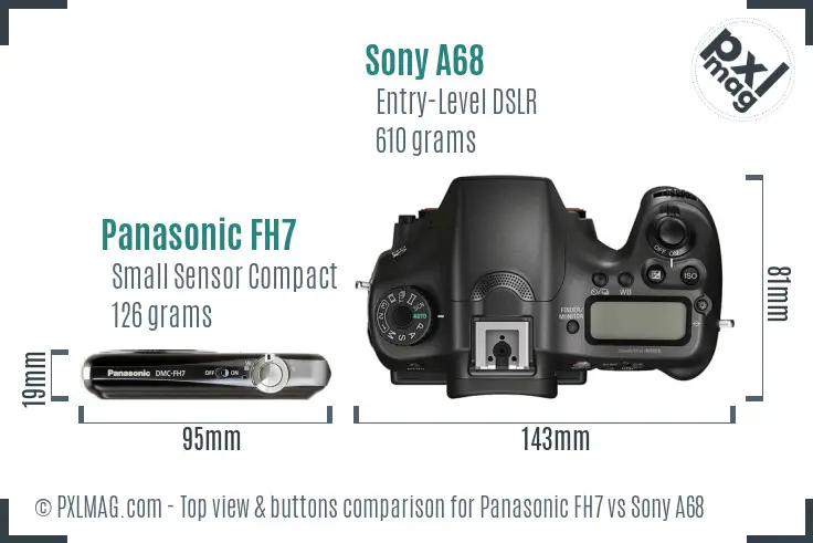 Panasonic FH7 vs Sony A68 top view buttons comparison