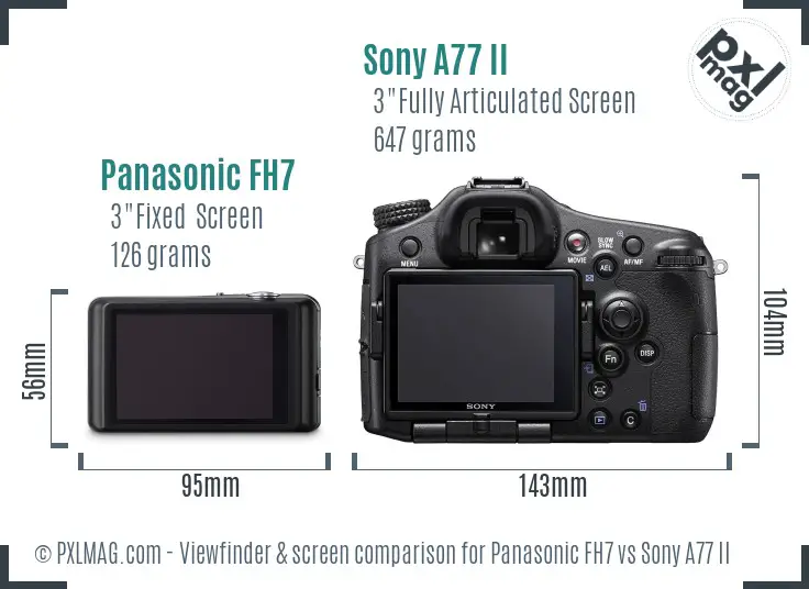 Panasonic FH7 vs Sony A77 II Screen and Viewfinder comparison
