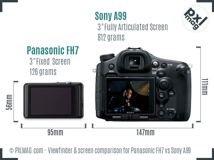 Panasonic FH7 vs Sony A99 Screen and Viewfinder comparison