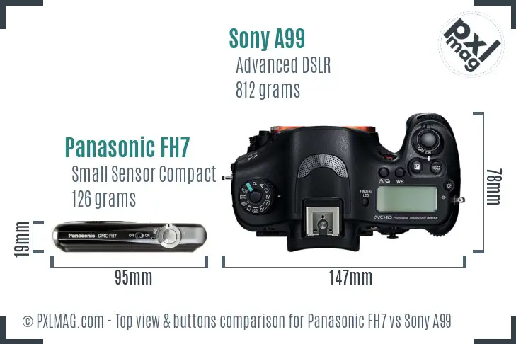 Panasonic FH7 vs Sony A99 top view buttons comparison