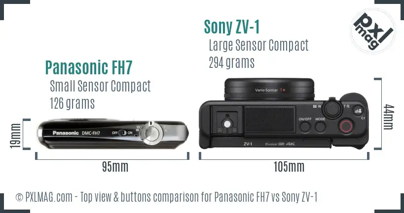 Panasonic FH7 vs Sony ZV-1 top view buttons comparison