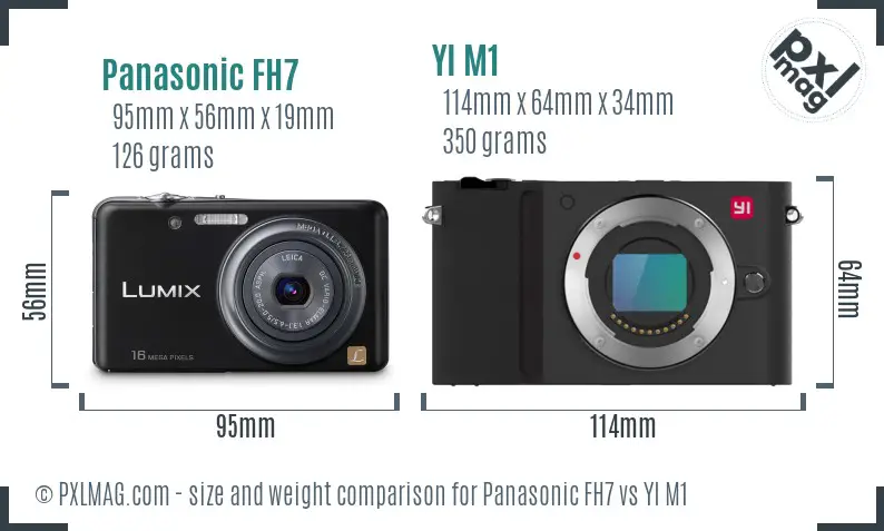 Panasonic FH7 vs YI M1 size comparison