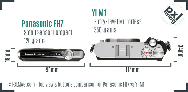 Panasonic FH7 vs YI M1 top view buttons comparison