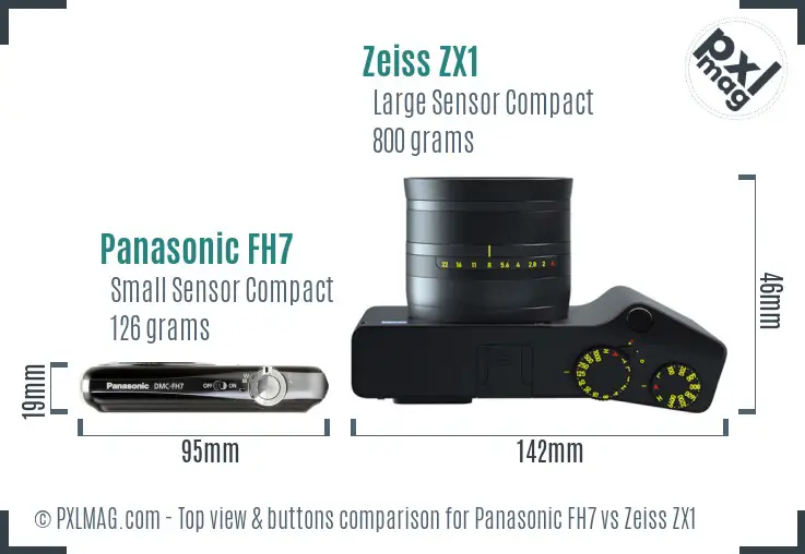 Panasonic FH7 vs Zeiss ZX1 top view buttons comparison
