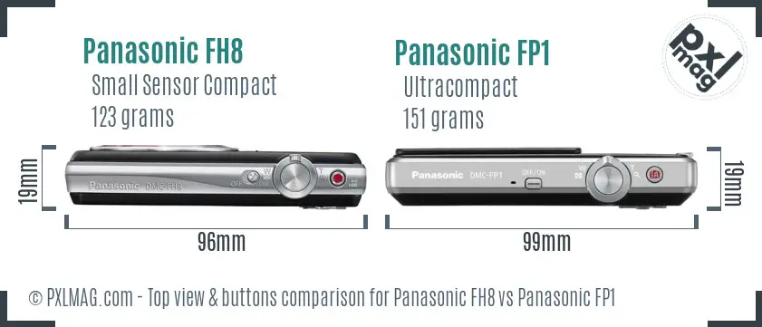 Panasonic FH8 vs Panasonic FP1 top view buttons comparison