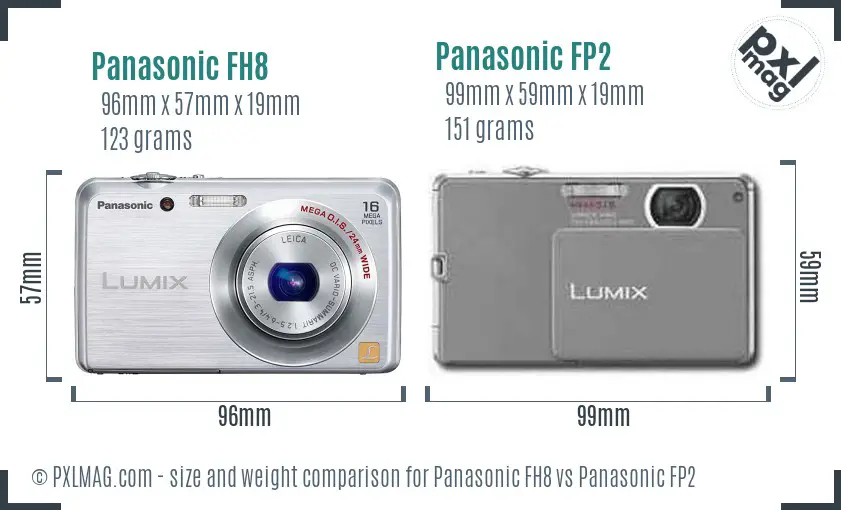 Panasonic FH8 vs Panasonic FP2 size comparison