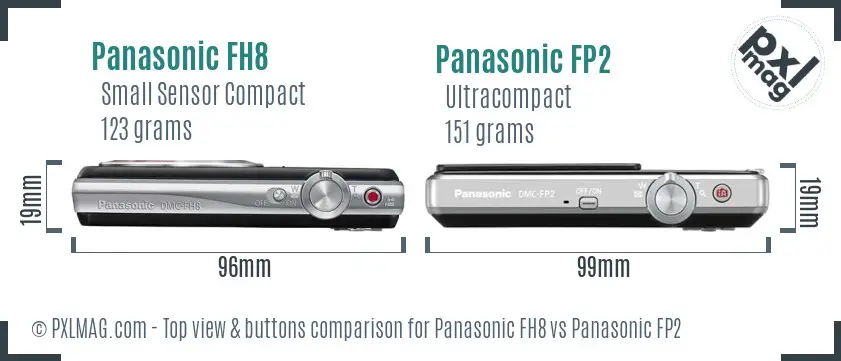 Panasonic FH8 vs Panasonic FP2 top view buttons comparison