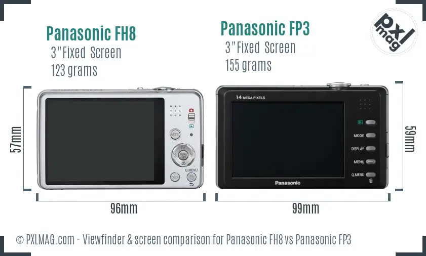 Panasonic FH8 vs Panasonic FP3 Screen and Viewfinder comparison