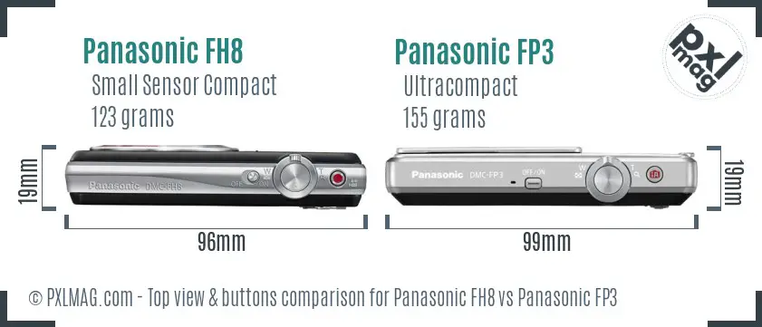 Panasonic FH8 vs Panasonic FP3 top view buttons comparison