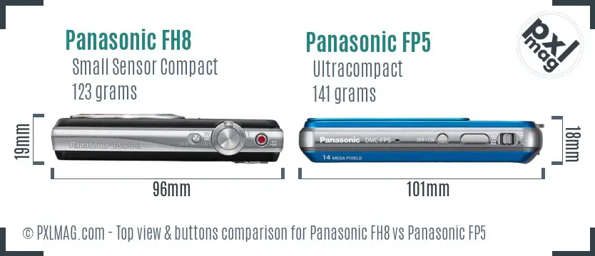 Panasonic FH8 vs Panasonic FP5 top view buttons comparison