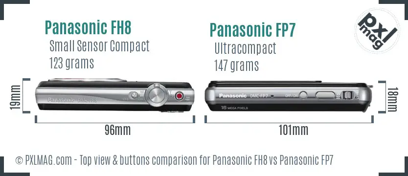 Panasonic FH8 vs Panasonic FP7 top view buttons comparison