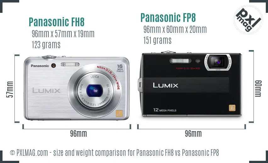Panasonic FH8 vs Panasonic FP8 size comparison