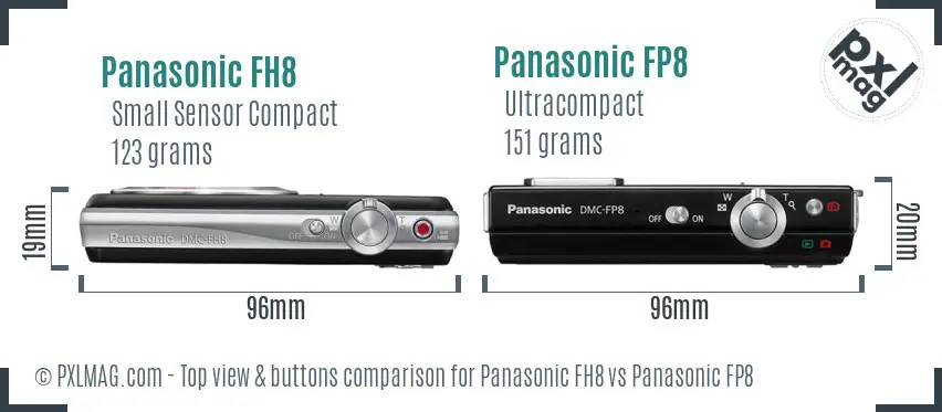Panasonic FH8 vs Panasonic FP8 top view buttons comparison