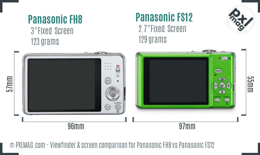Panasonic FH8 vs Panasonic FS12 Screen and Viewfinder comparison