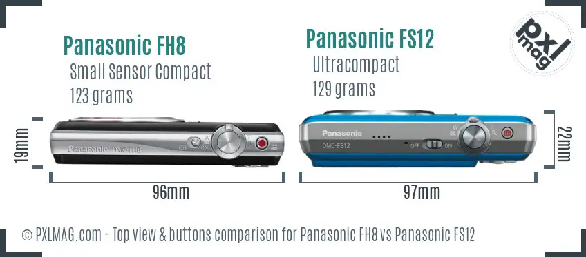 Panasonic FH8 vs Panasonic FS12 top view buttons comparison