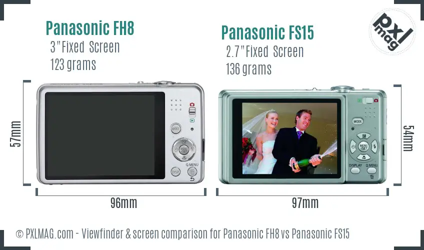 Panasonic FH8 vs Panasonic FS15 Screen and Viewfinder comparison