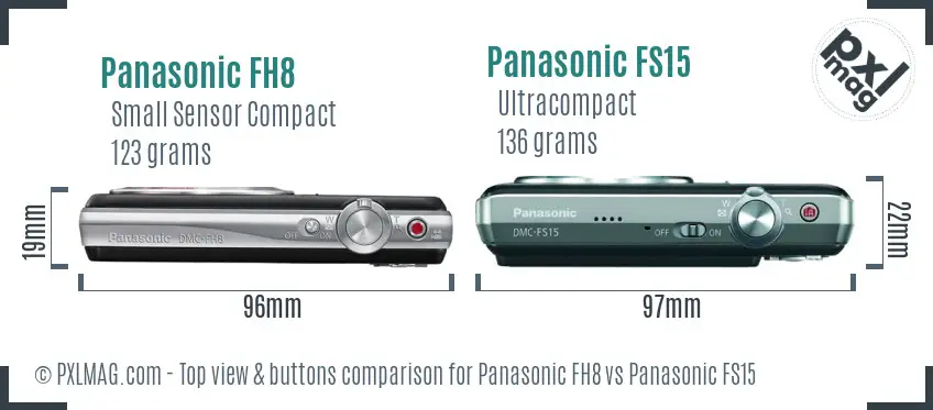 Panasonic FH8 vs Panasonic FS15 top view buttons comparison