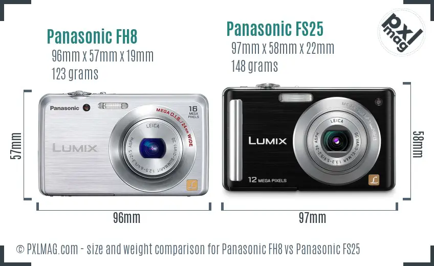 Panasonic FH8 vs Panasonic FS25 size comparison