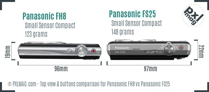Panasonic FH8 vs Panasonic FS25 top view buttons comparison