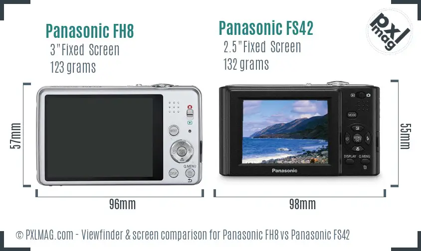 Panasonic FH8 vs Panasonic FS42 Screen and Viewfinder comparison
