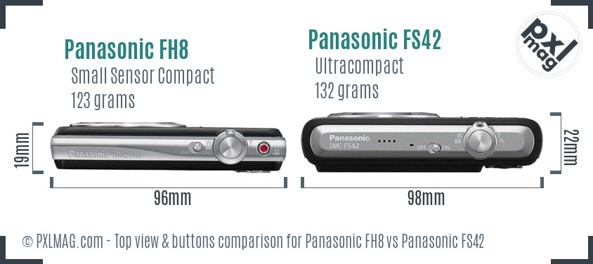 Panasonic FH8 vs Panasonic FS42 top view buttons comparison